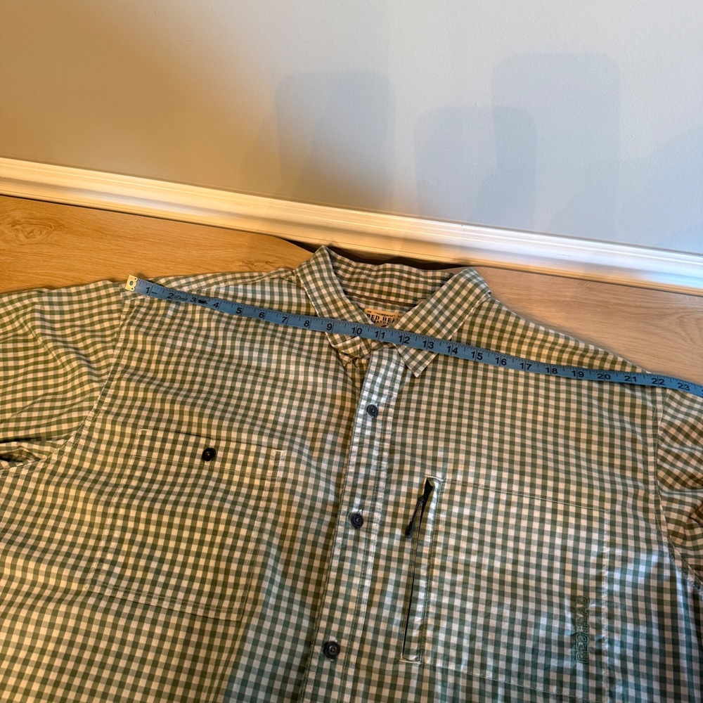 Redhead Mens Green Gingham Short Sleeve Button Down Utility Shirt Size XXL - Picture 4 of 8